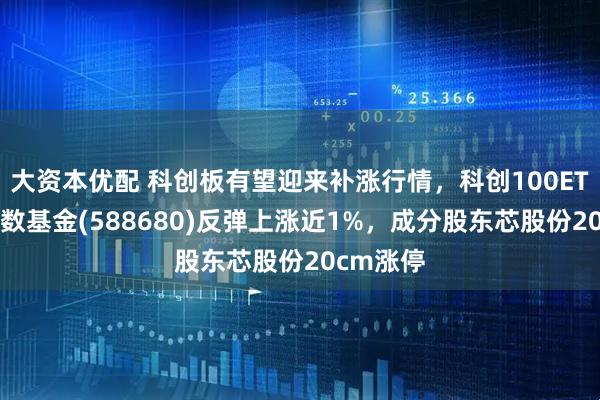 大资本优配 科创板有望迎来补涨行情，科创100ETF增强指数基金(588680)反弹上涨近1%，成分股东芯股份20cm涨停